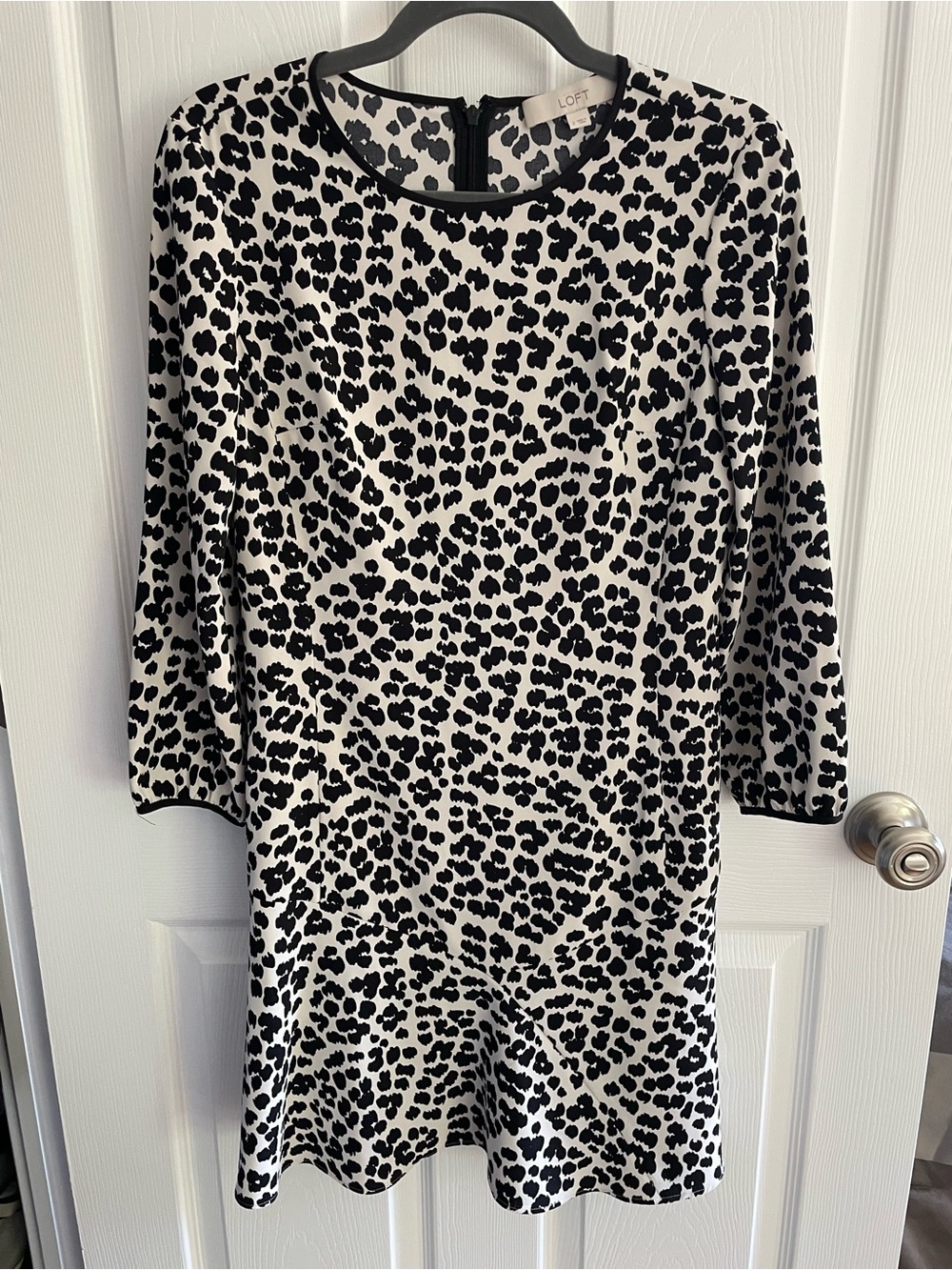 LOFT Black & White Leopard-Spot Dress size 2